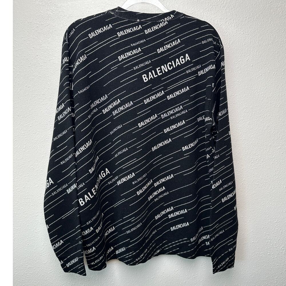 NWT Balenciaga Logo Intarsia Wool-Blend Sweater Black Men's XL - Picture 2 of 15